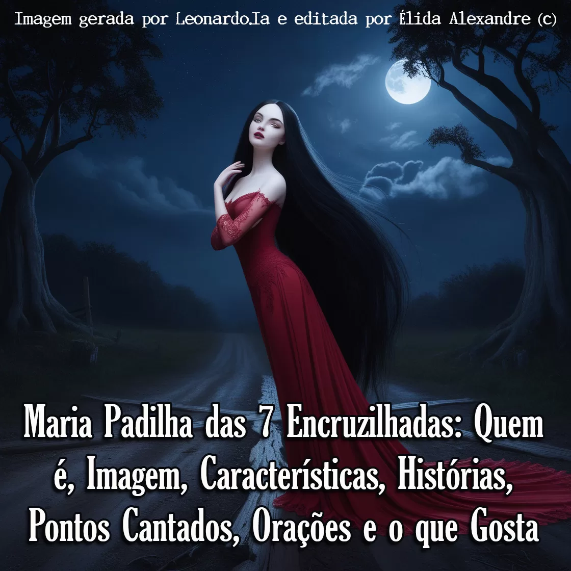 Maria Padilha das 7 Encruzilhadas: Quem é, Imagem, Características, Histórias, Pontos Cantados, Orações e o que Gosta (Imagem gerada por Leonardo.Ia e editada por Élida Alexandre ₢)