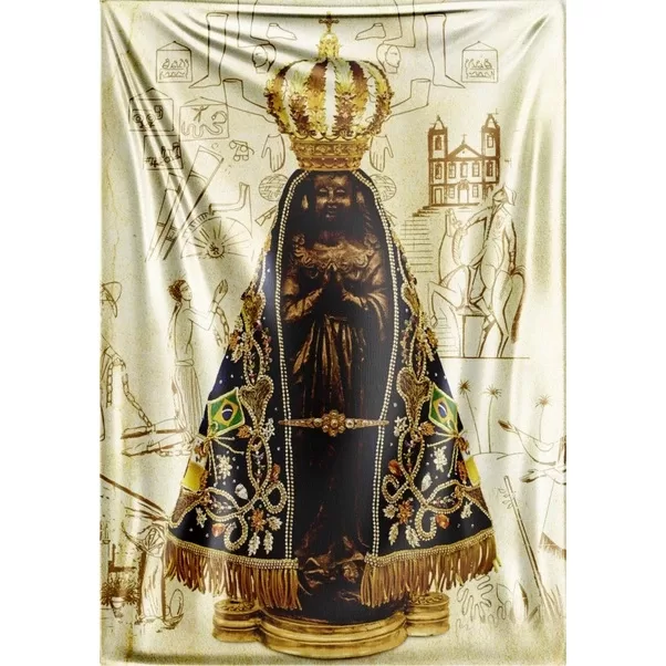 Bandeira de Nossa Senhora Aparecida em Tecido 100cm x 70cm